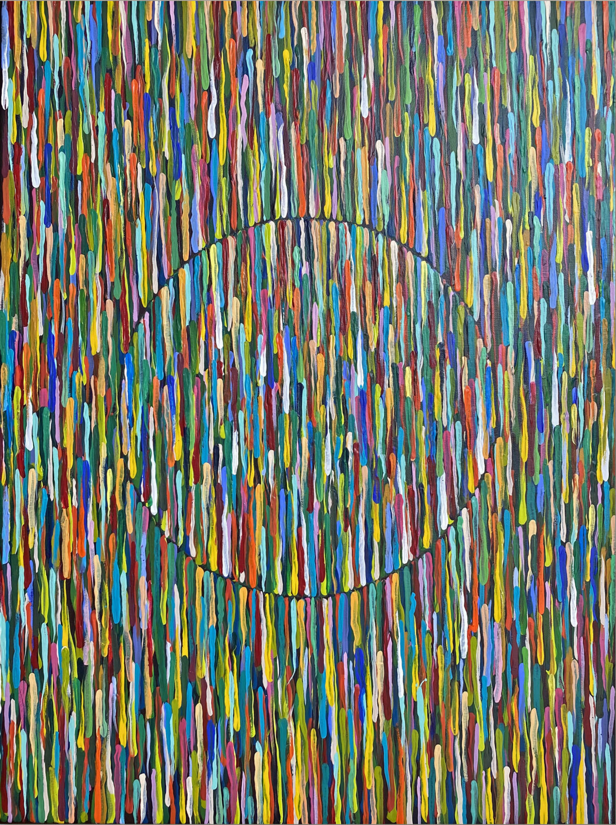 Circle in Stripes, schilderij van Renske Welie